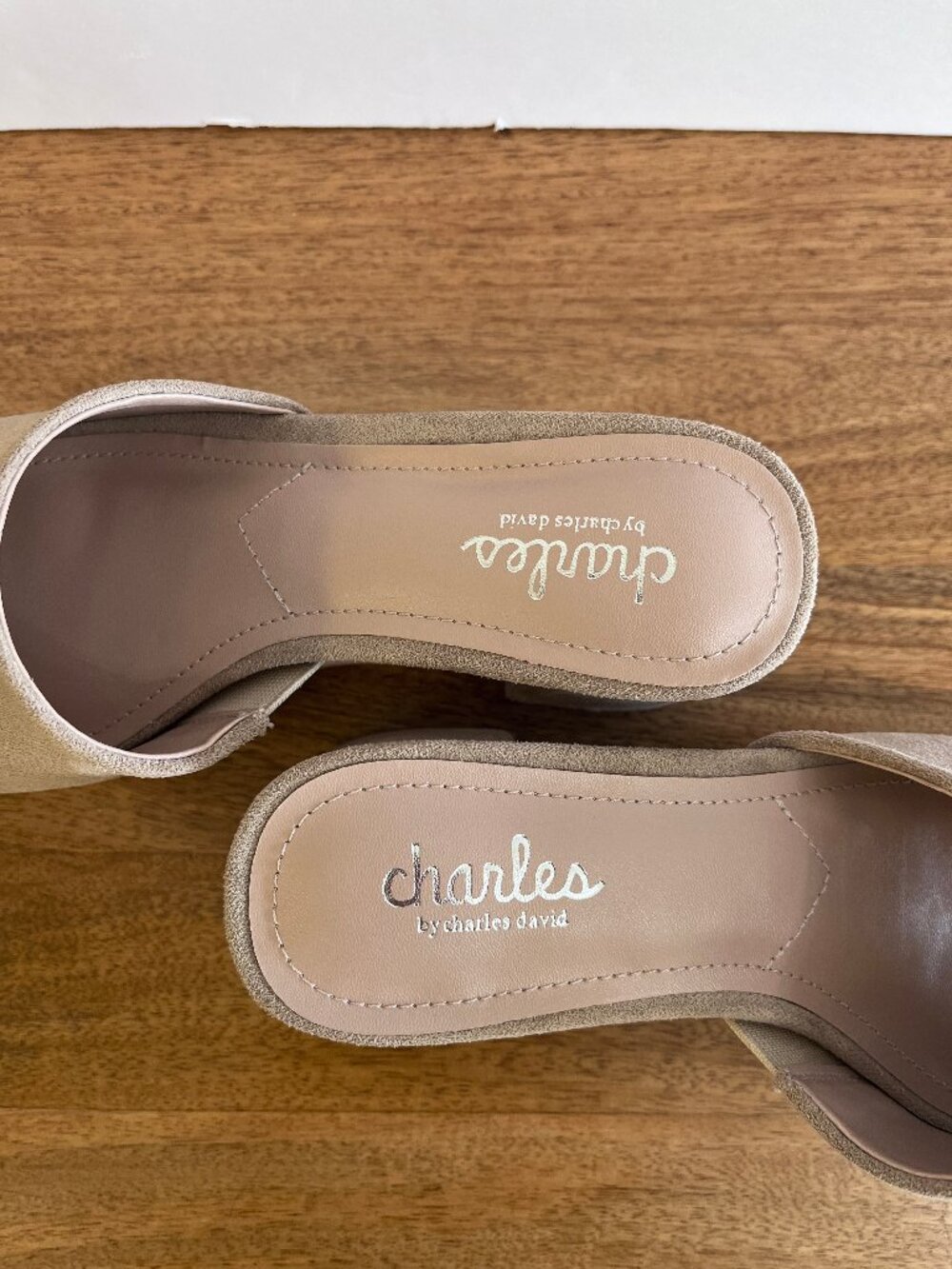 Charles by Charles David Elyse Platform Taupe Vegan Suede Sandal Mule Slide 5.5 - Picture 9 of 11